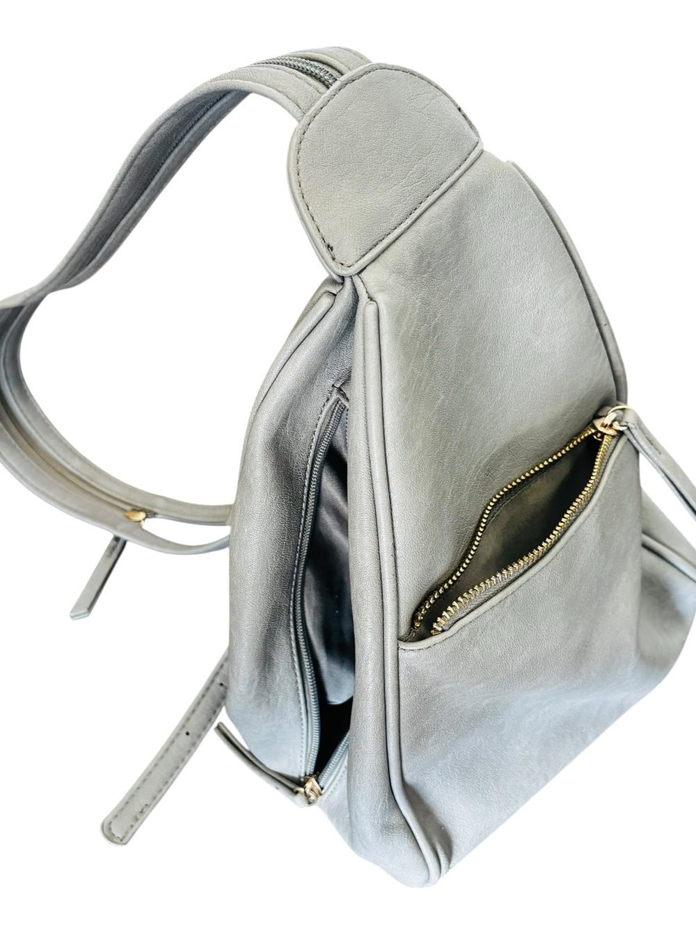 Sleek Gray Women’s Leather Sling Bag - Minimal Modern Style